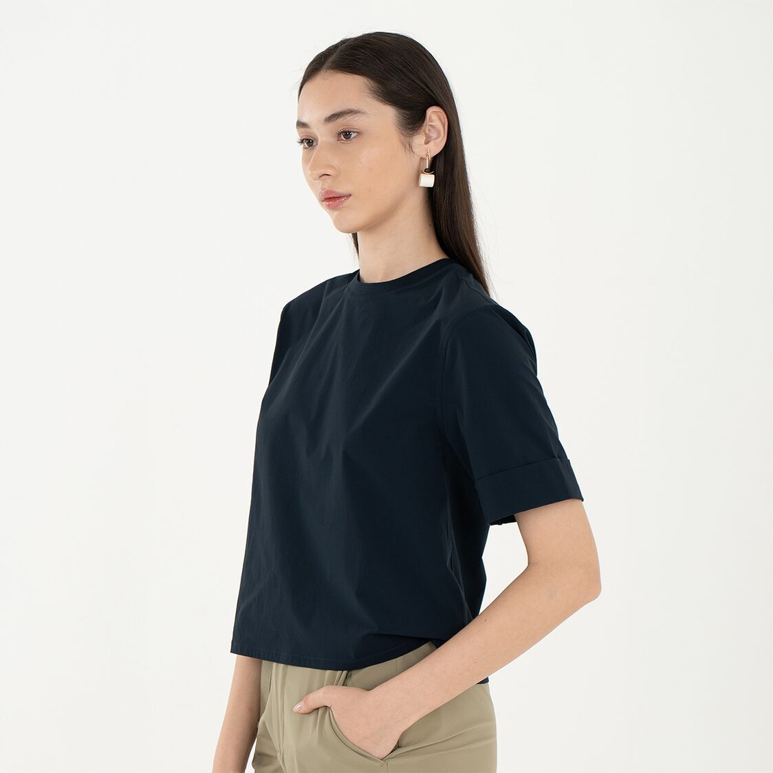 K/WOODS Ice Cool Casual Chic Boxy Top in Midnight