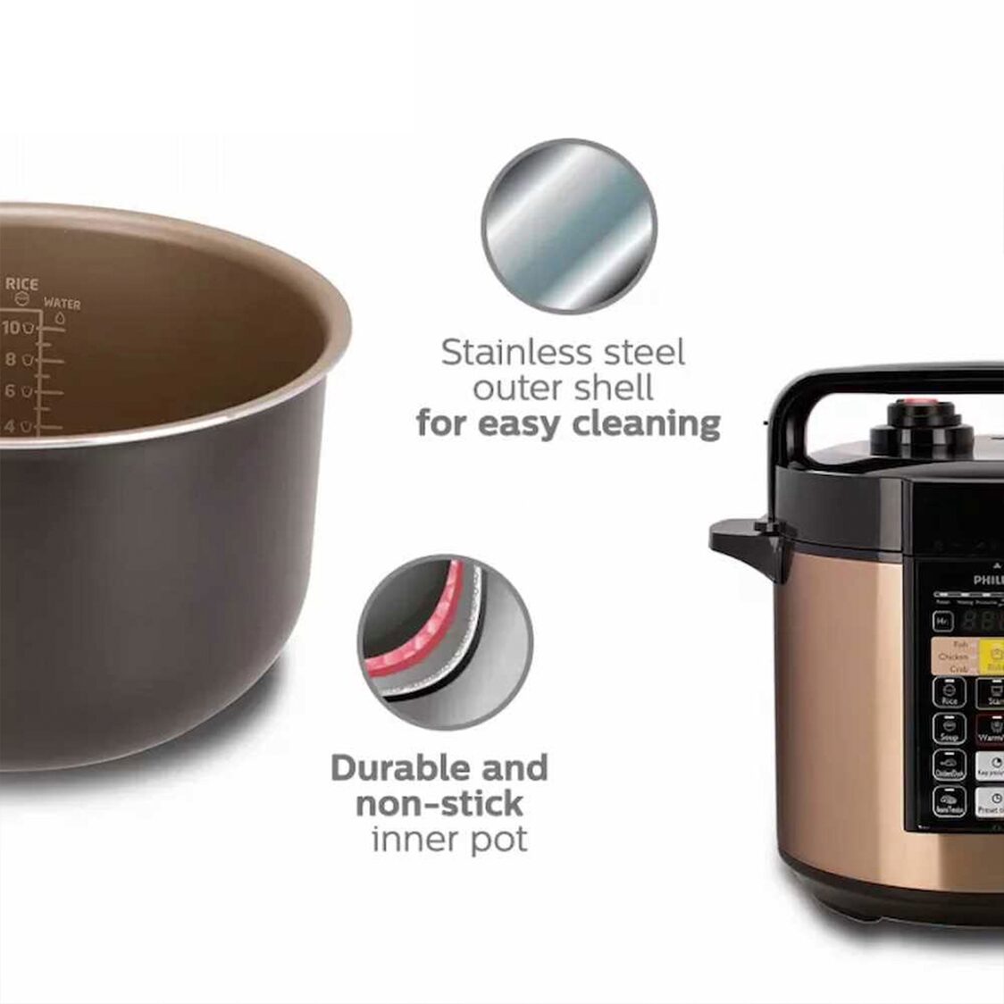 Philips Viva Collection ME Computerized Electric Pressure Cooker 6L, 1000W (HD2139/62)