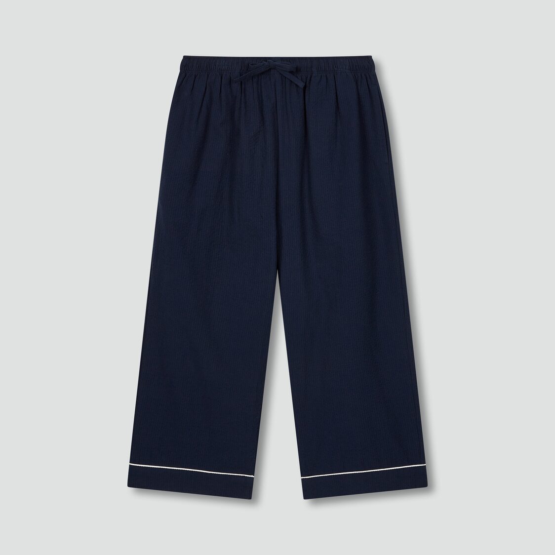 Jaju Women Cotton Seersucker Pajama Set Navy