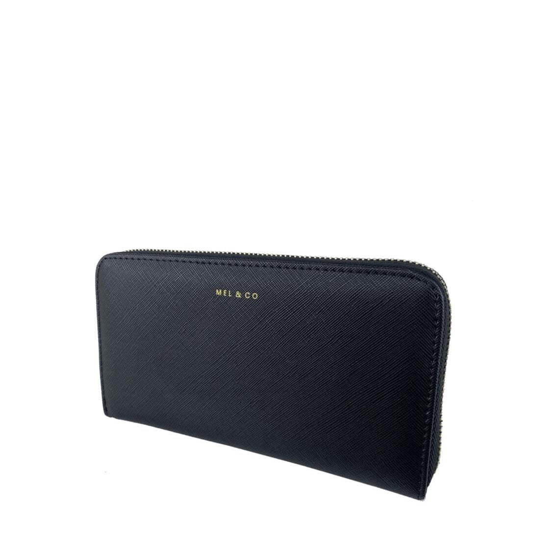 Mel&Co Saffiano-Effect Zip-Around Long Wallet