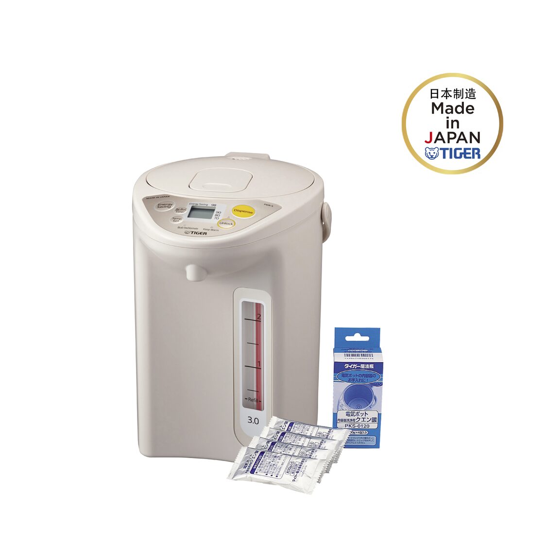 TIGER Electric Water Heater 3.0L / Free: Citric Acid Airpot Cleaner (PDR-S30S & PKS-0120)