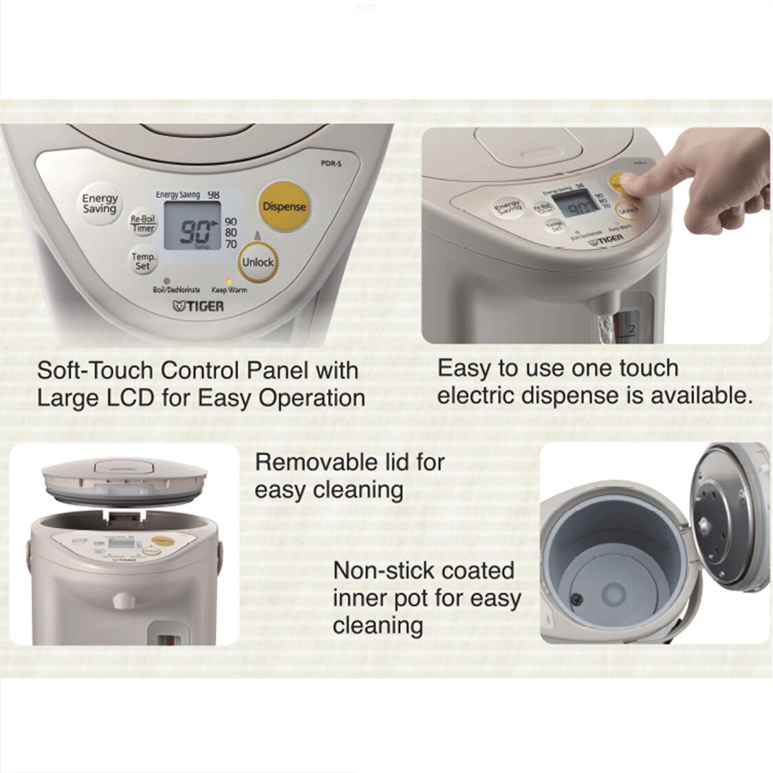TIGER Electric Water Heater 3.0L / Free: Citric Acid Airpot Cleaner (PDR-S30S & PKS-0120)