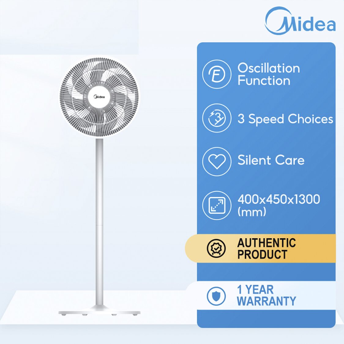 MIDEA 16'' 7 Blades Oscillation Stand Fan (MS-1618W)