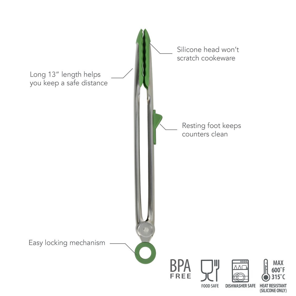 Tovolo Silicone Tip Top Tongs - Pesto