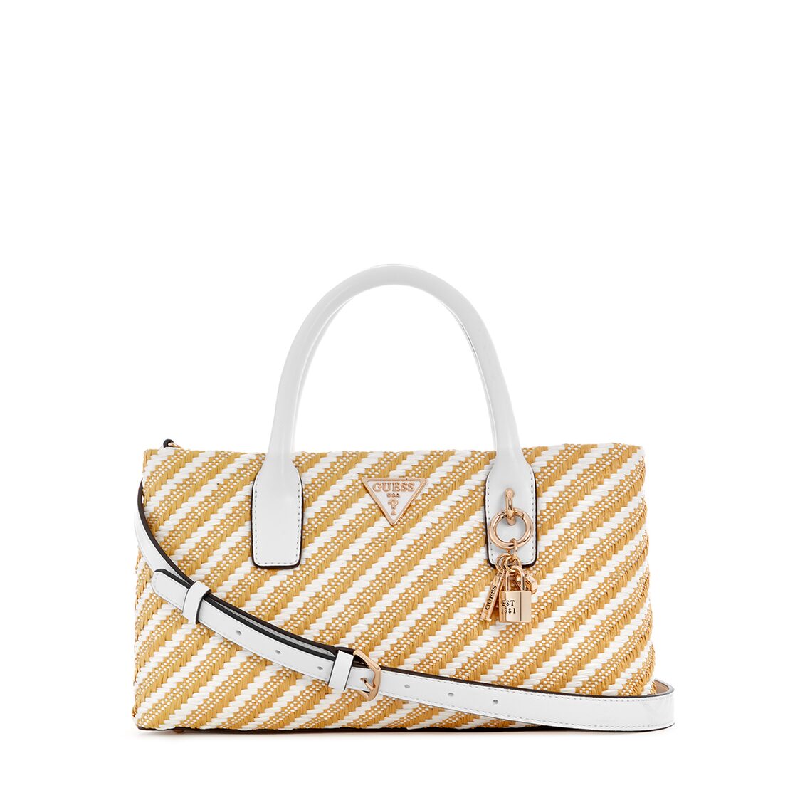 Guess Simona Small Satchel - Natural/White