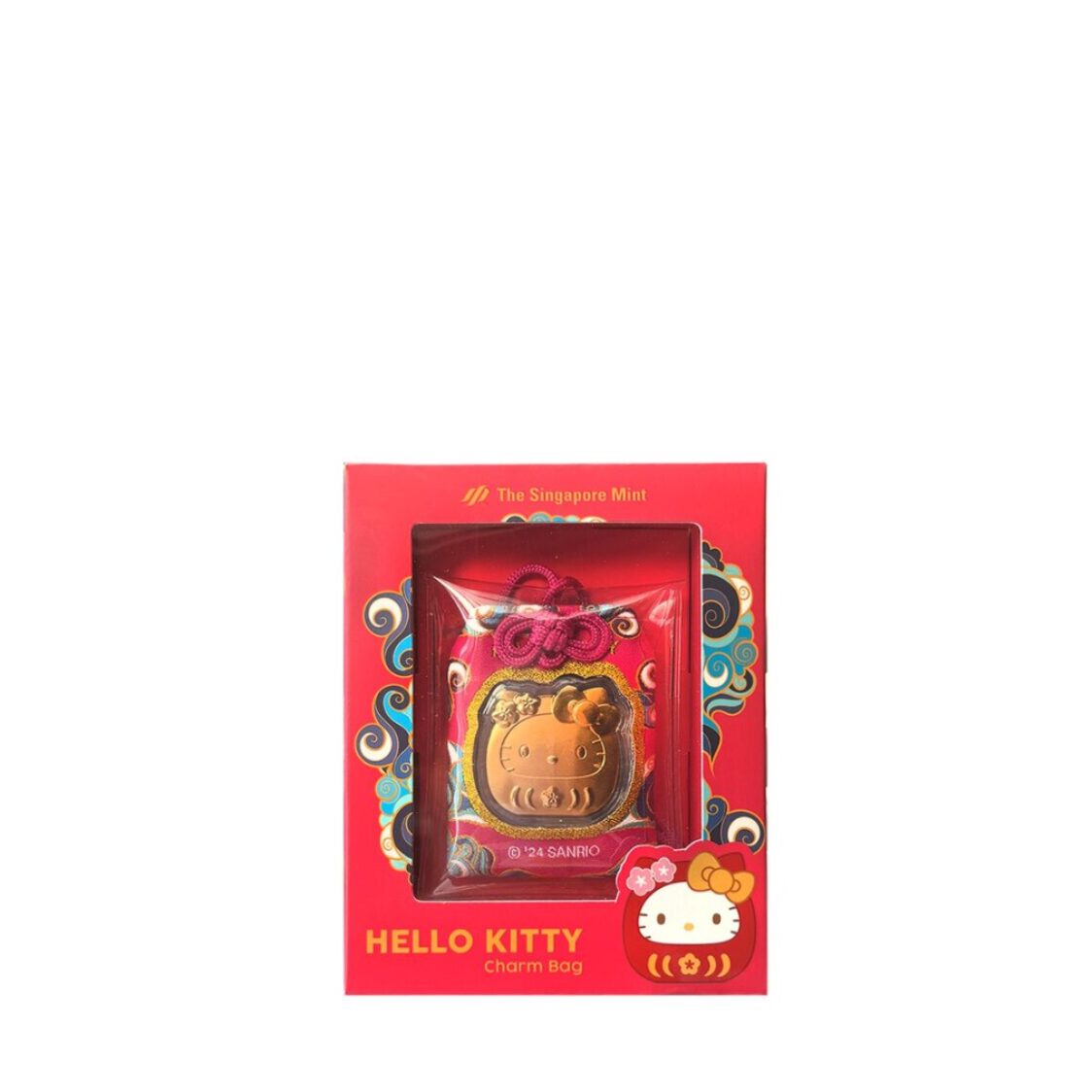 The Singapore Mint Sanrio Hello Kitty Daruma Gold Foil Charm Bag