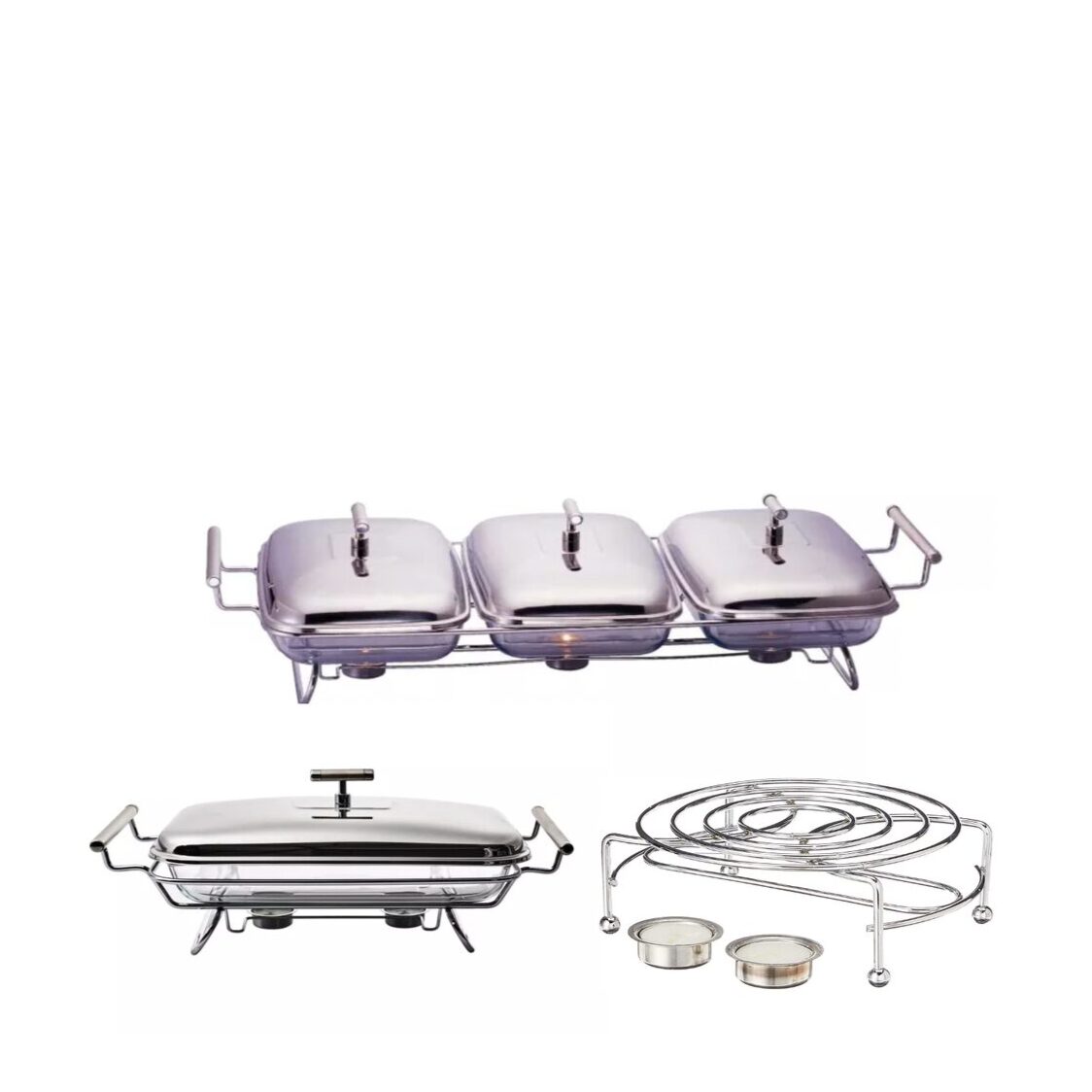 Sabinex Rectangular Food Warmer Set (3x1.5L) and 2L With Free Warmer Rack Worth $9.90 KE-70/06