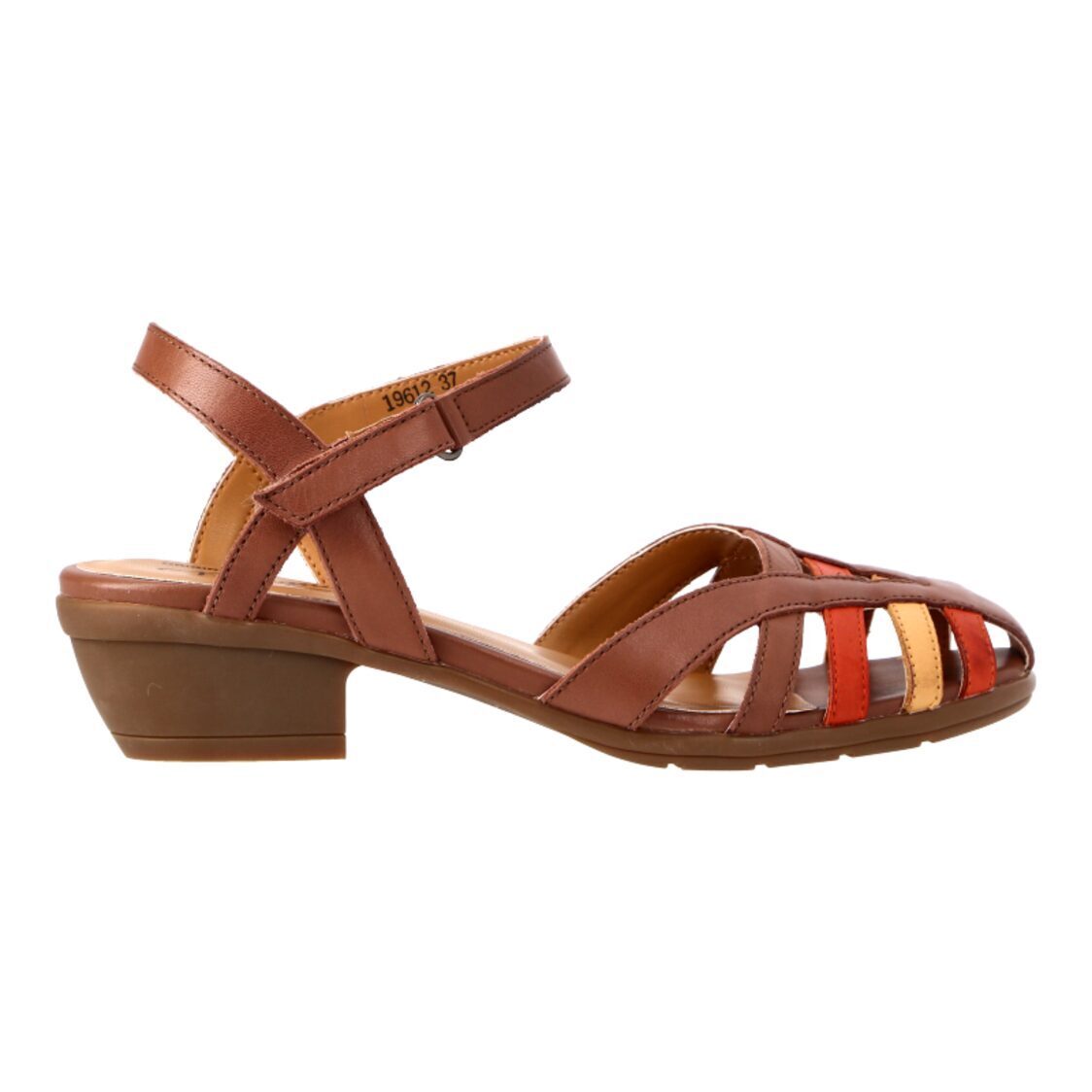 Barani Leather Heeled Sandals with Back Strap (Short) 19612 Brown Multi