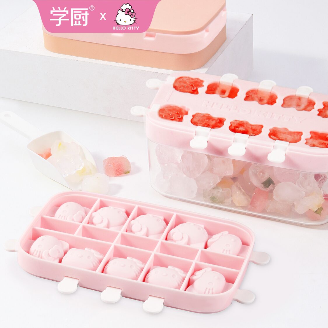 Chefmade Silicone Ice Cream Mould with Lid Hello Kitty - 1898CM-KT7153