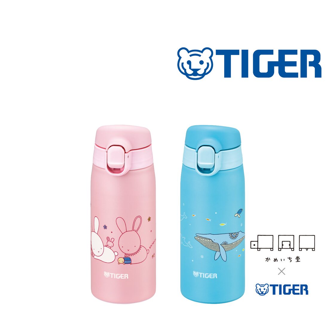 TIGER Double Stainless Steel Bottle 350ml - Rabbit (MCT-A035 P)