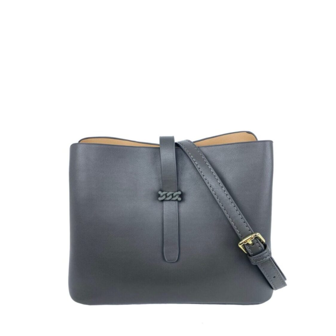 Mel&Co Triple Compartment Sling Bag With Decorative Buckle Grey MH059-Grey