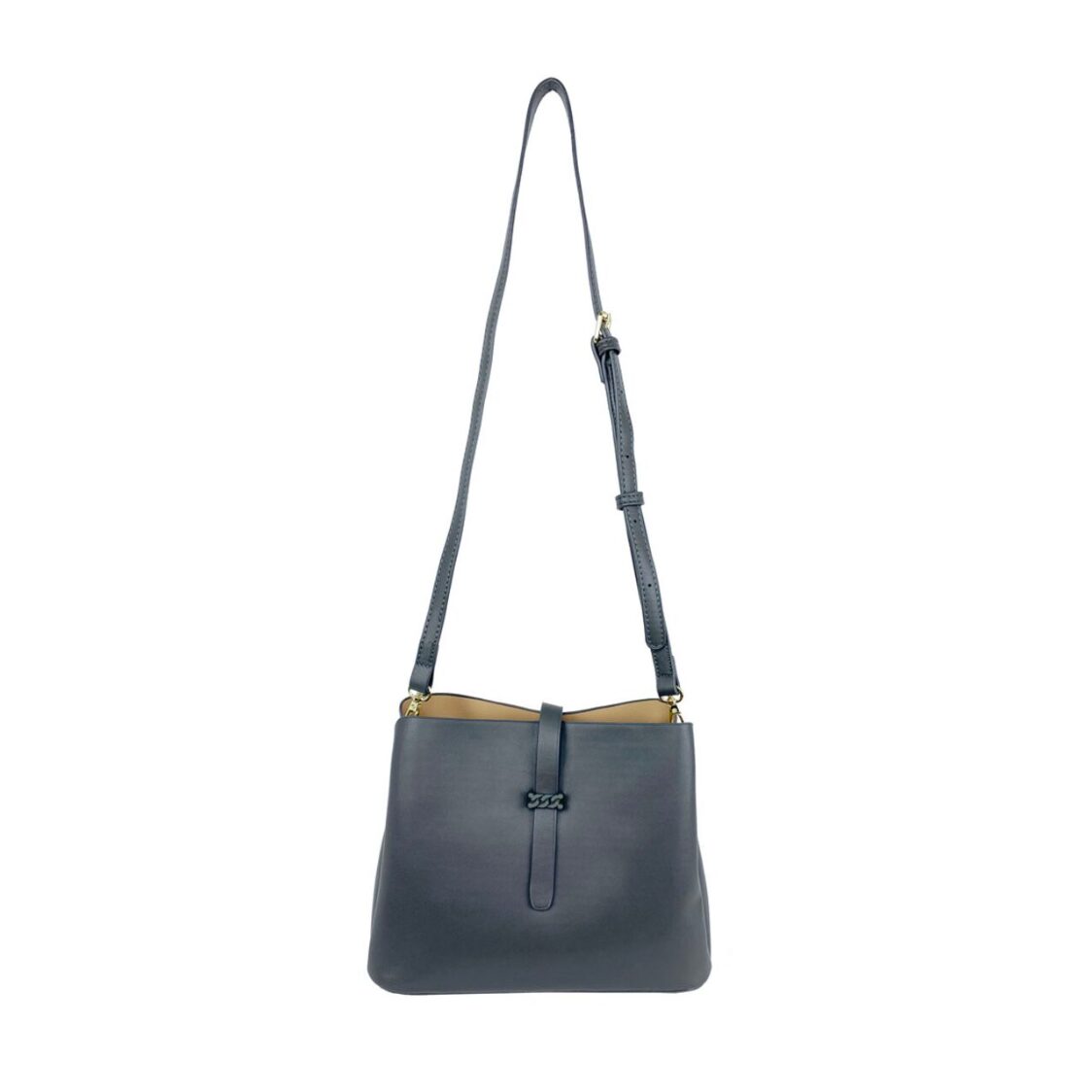 Mel&Co Triple Compartment Sling Bag With Decorative Buckle Grey MH059-Grey