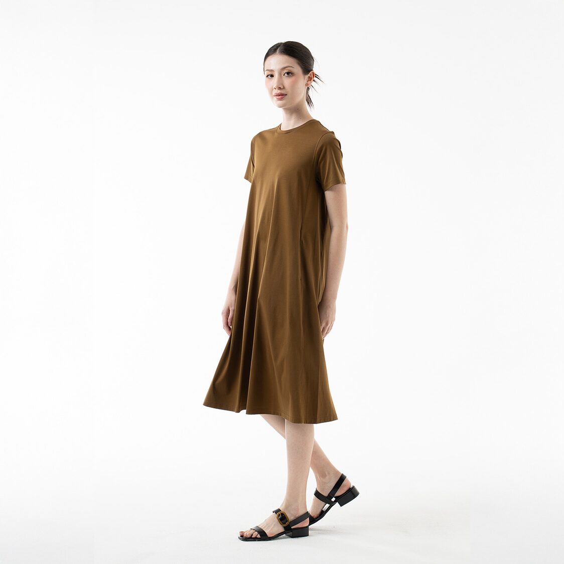 K/WOODS Cozy Midi Dress in Fried Olive