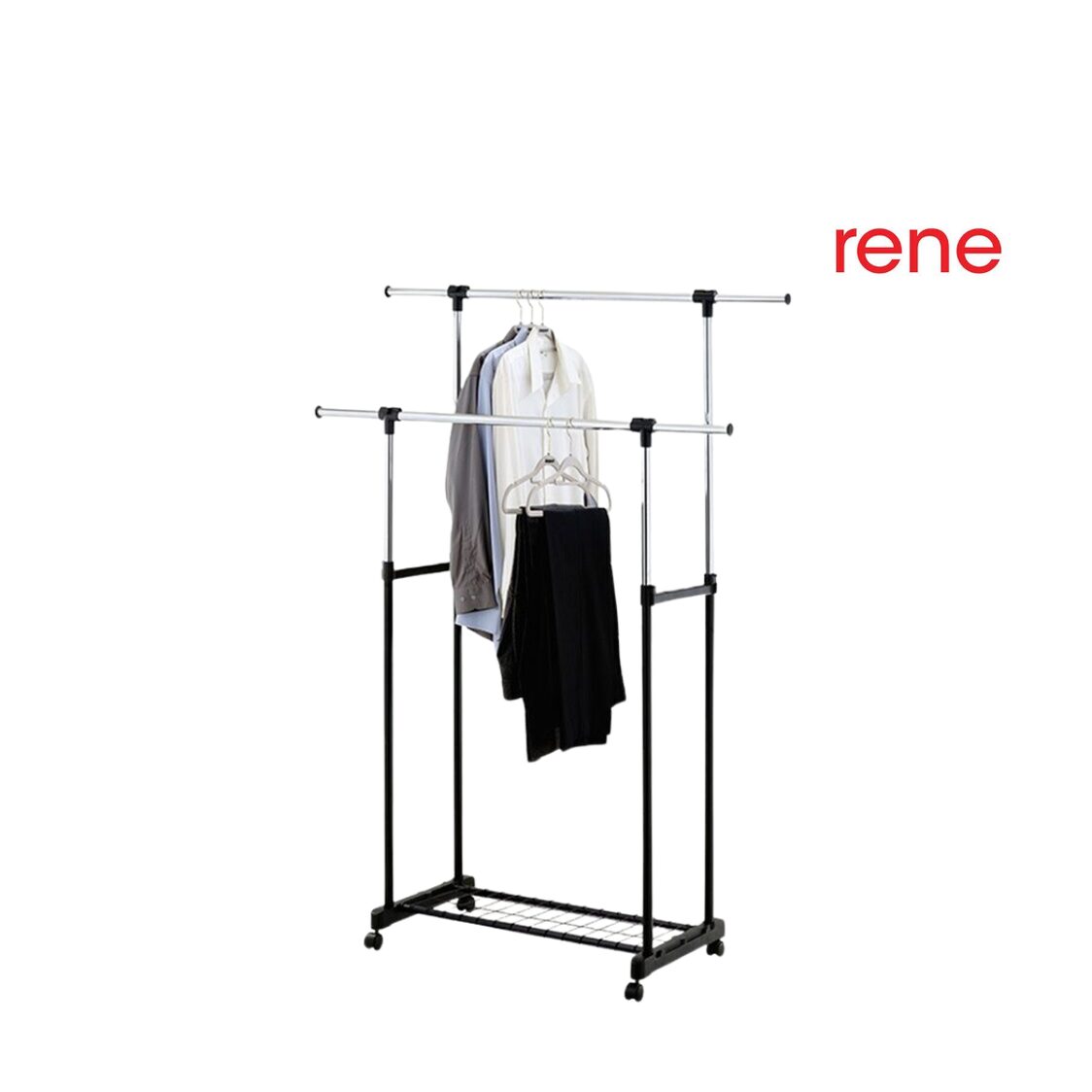 Rene Duo Portable Double Garment Rack Mat Black E70412