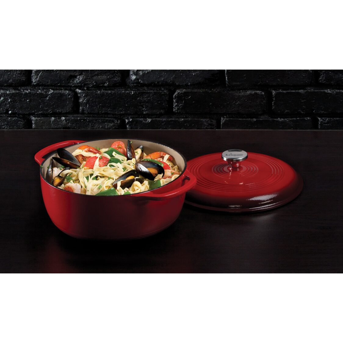 Lodge 6 Quart Red Enameled Cast Iron Dutch Oven