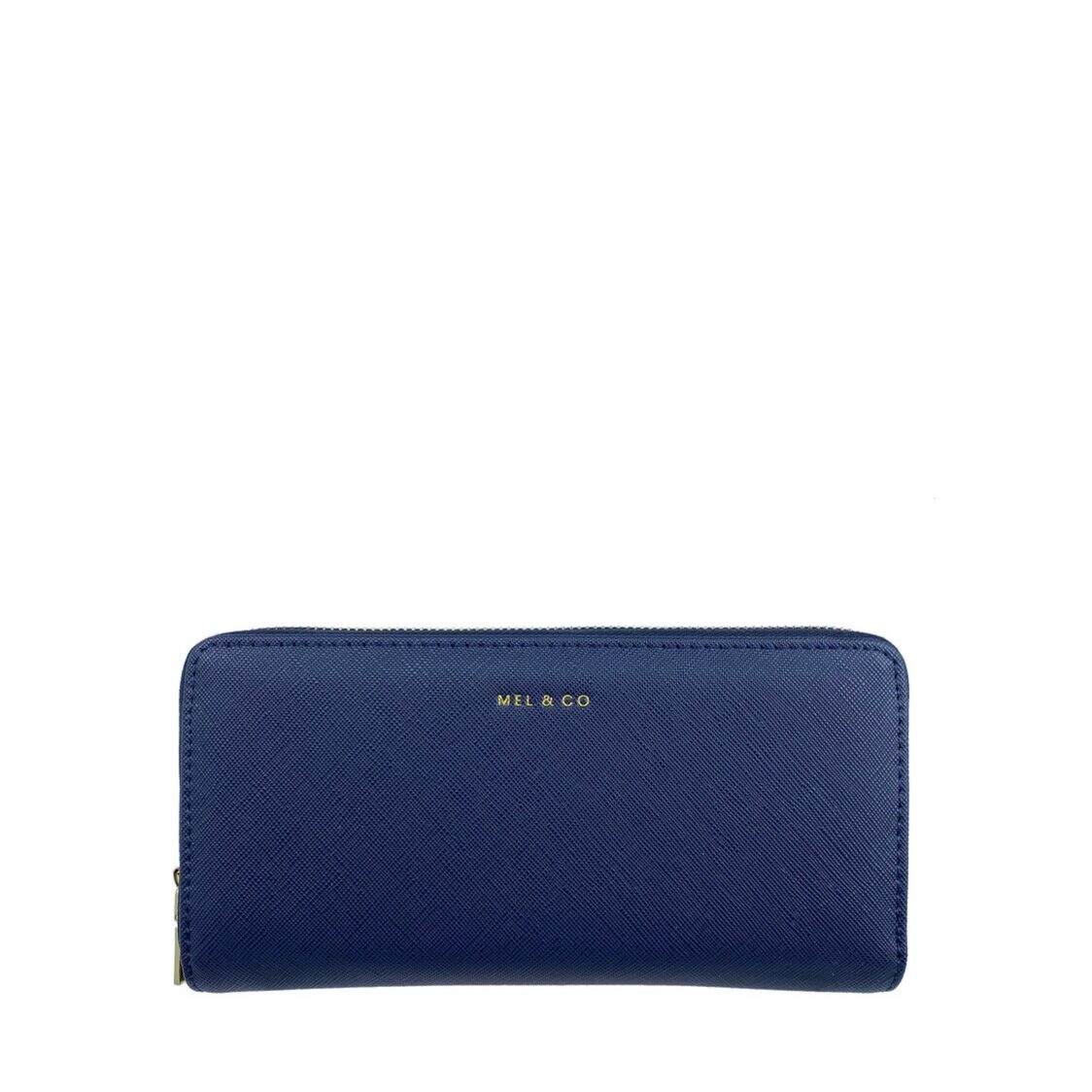 Mel&Co Saffiano-Effect Zip-Around Wallet Wine
