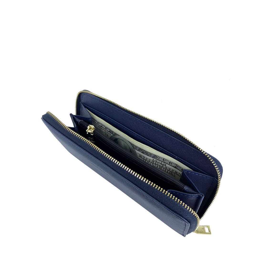 Mel&Co Saffiano-Effect Zip-Around Wallet Wine