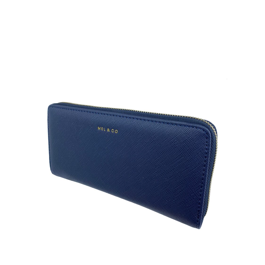 Mel&Co Saffiano-Effect Zip-Around Wallet Wine