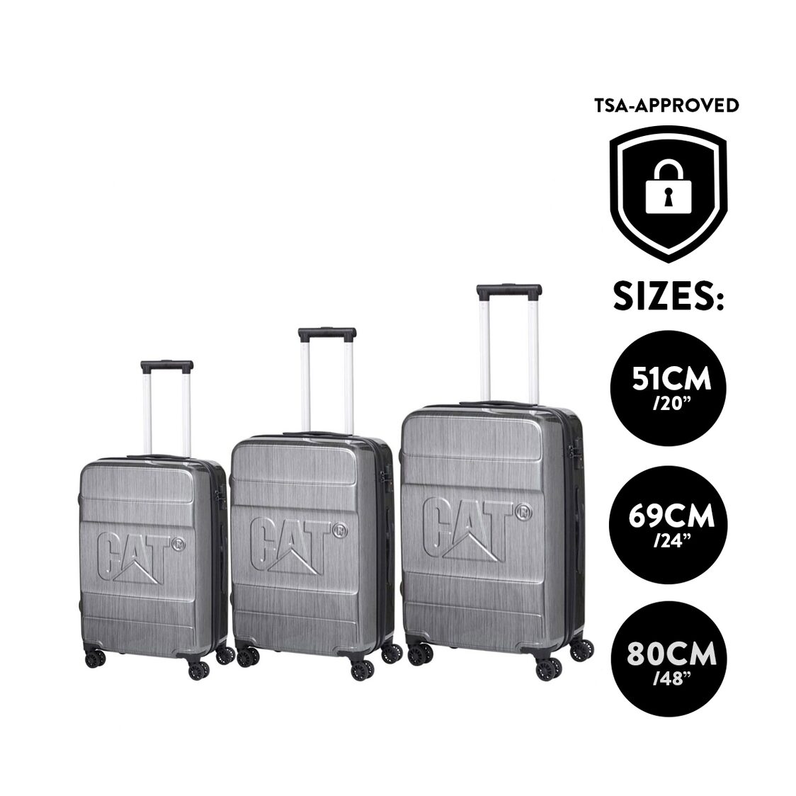 Caterpillar CAT-D Brushed Steel 3 in 1 Bundle 20" / 24" / 28"