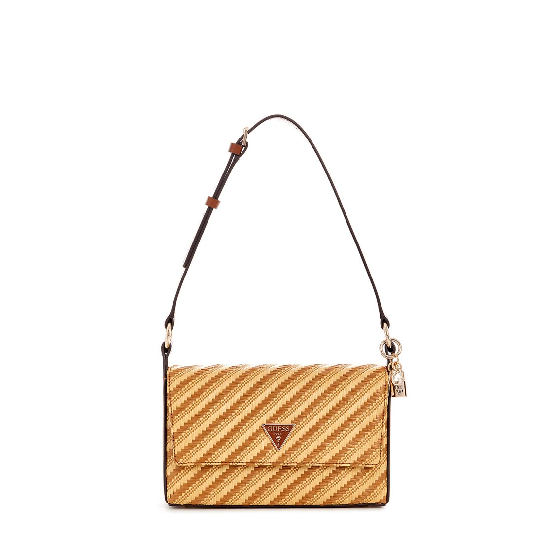 Guess Simona Flap Shoulder Bag - Natural/Cognac