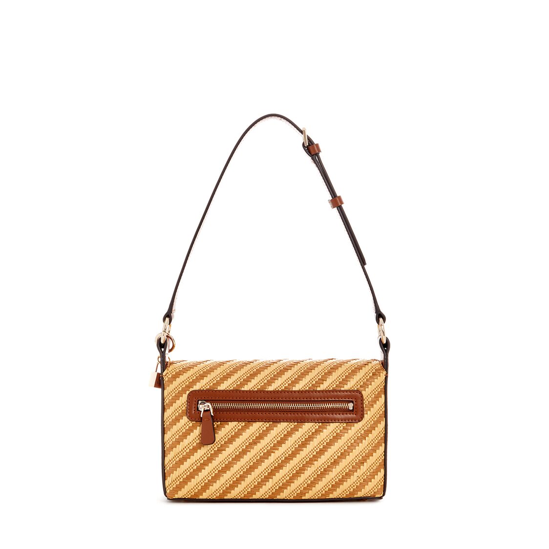 Guess Simona Flap Shoulder Bag - Natural/Cognac