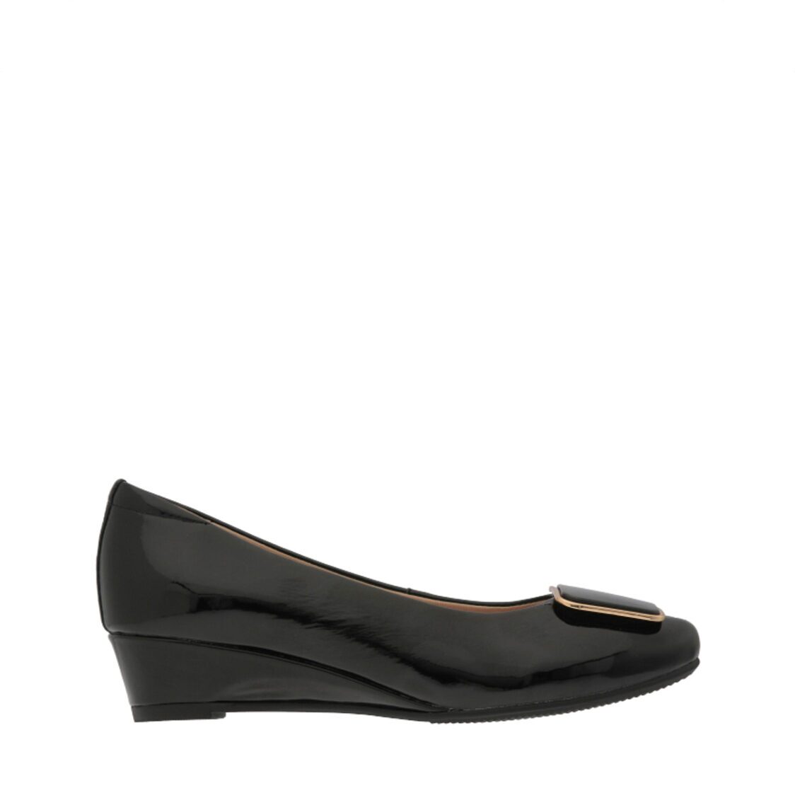 Caratti 1992 Black Leather Wedged Heels (Short, with Buckle)