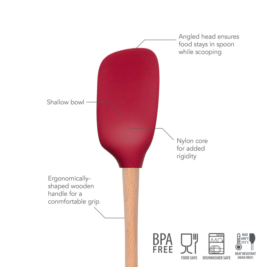 Tovolo Flex-Core Wood Handled Spoonula Cayenne