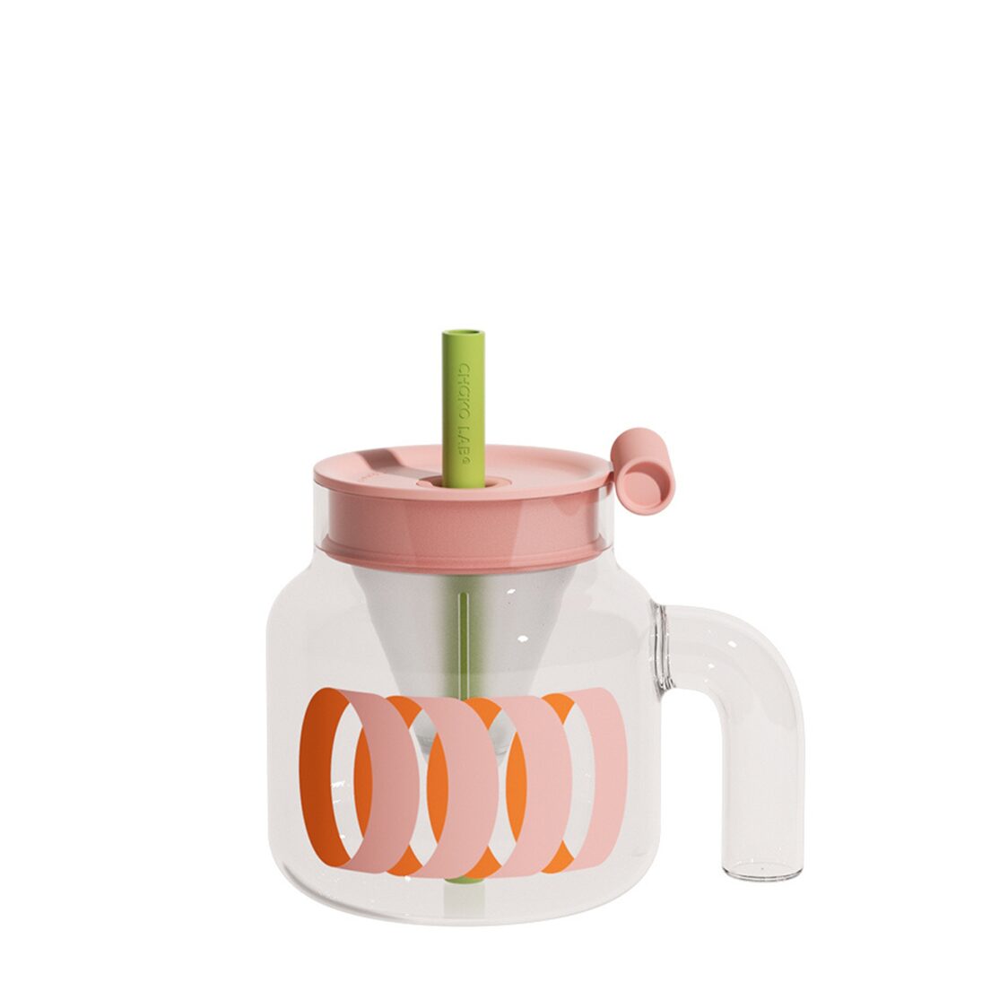 Chako Lab 1150ml Tea Separator Jar Pink Cover W Green Straw