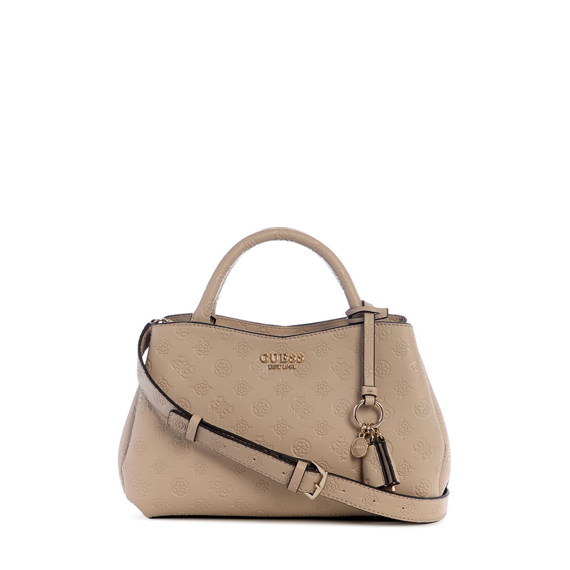 Guess Phoebe Girlfriend Satchel - Simply Taupe Logo