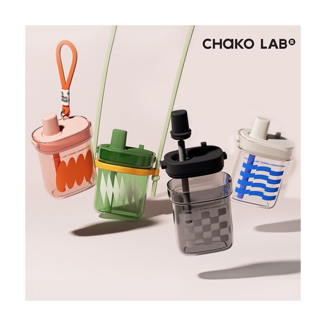 Chako Lab 780ml Bobo Straw Cup Square Green/White