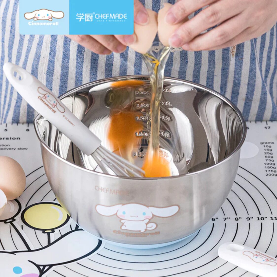 Chefmade Silicone Whisk With Plastic Handle L25.6xW5.7xH5.5cm WH Cinnamoroll (1898cm-CL5007)