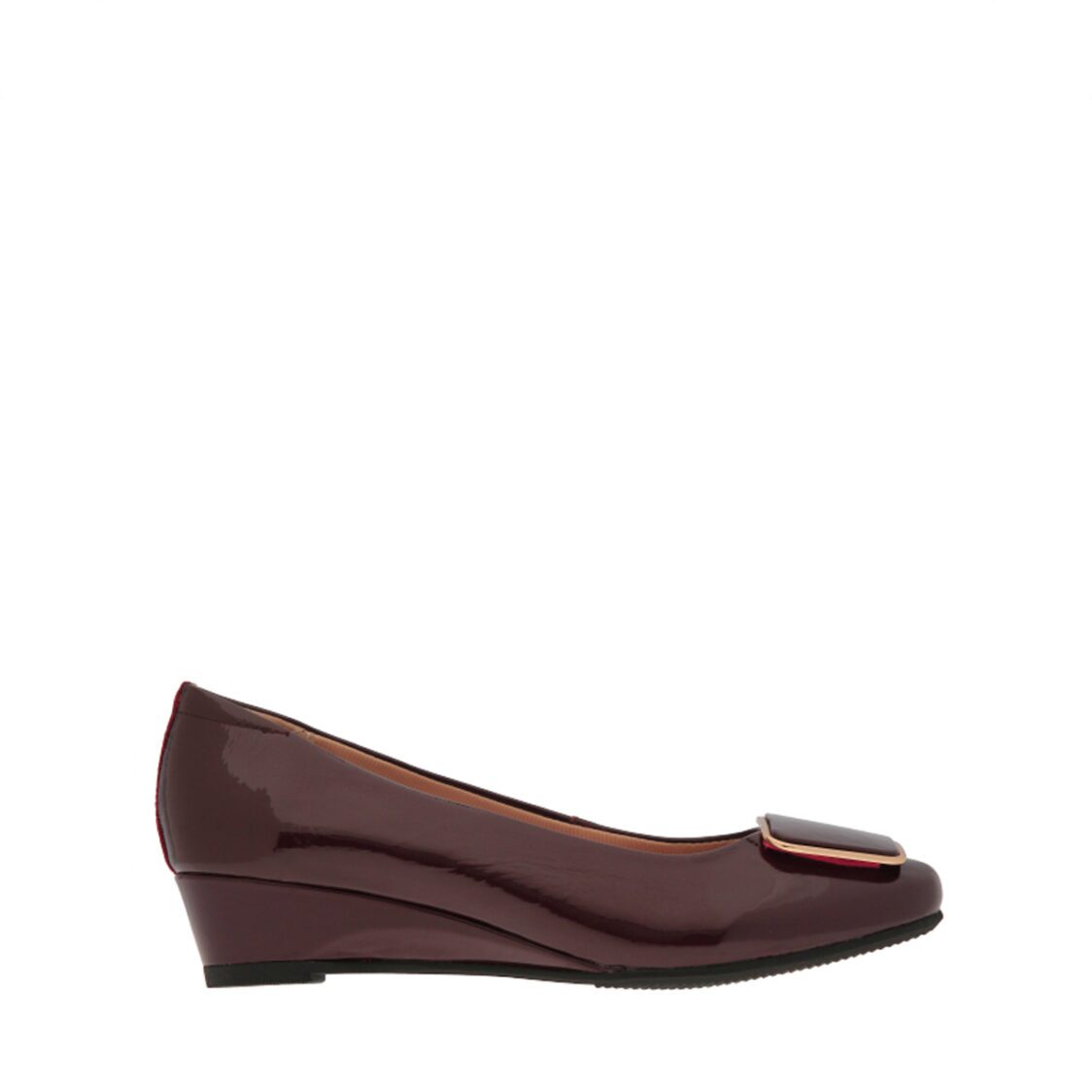 Caratti 1992 Maroon Leather Wedged Heels (Short, with Buckle)