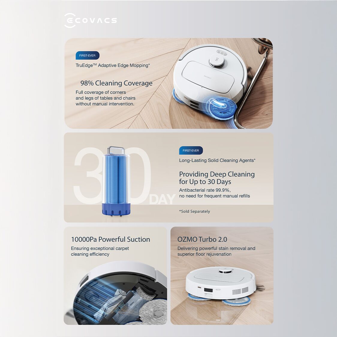Ecovacs Deebot N30 Pro Omni - White