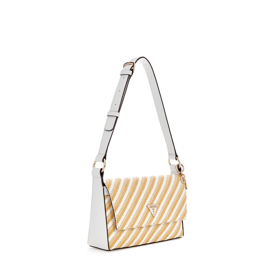 Guess Simona Flap Shoulder Bag - Natural/White