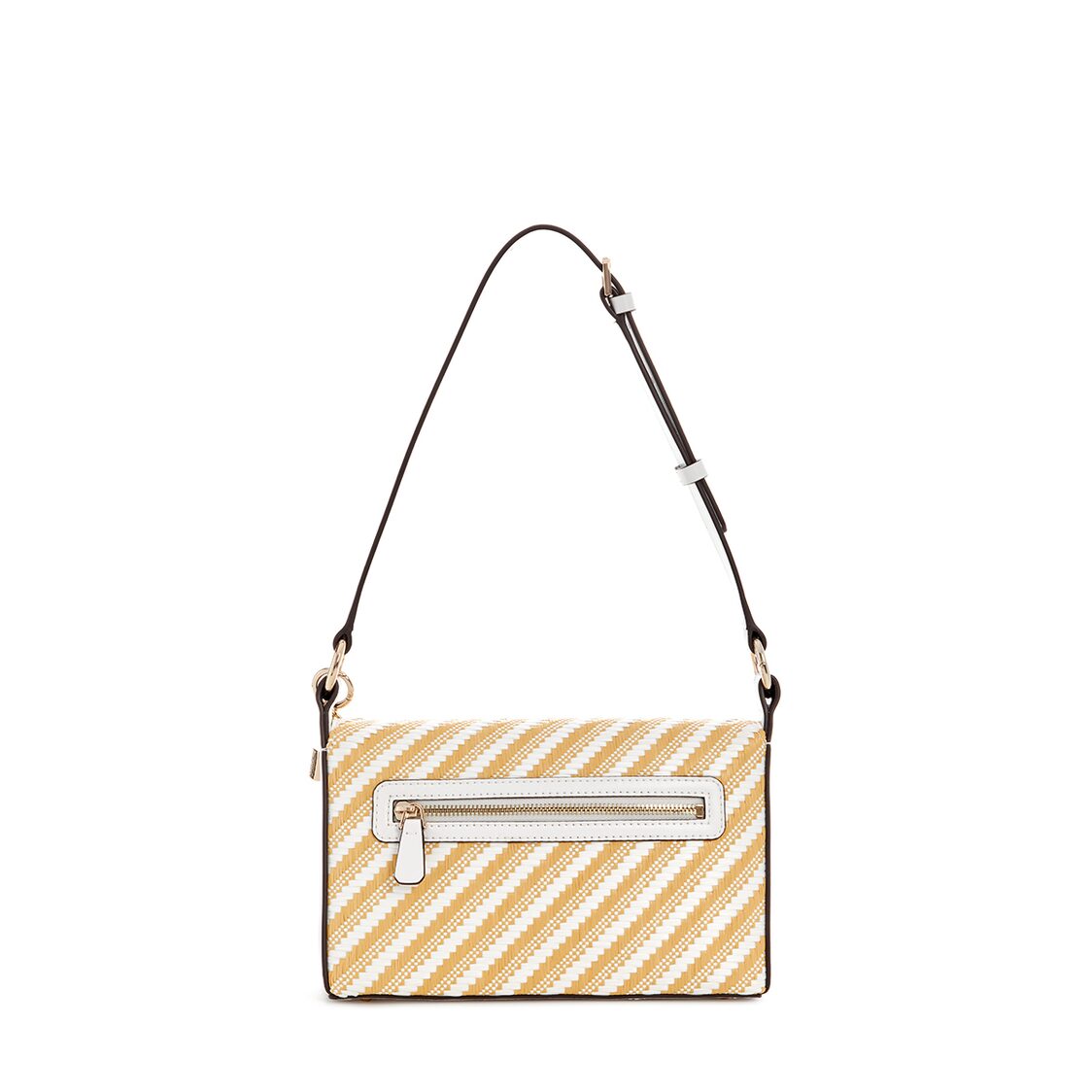 Guess Simona Flap Shoulder Bag - Natural/White