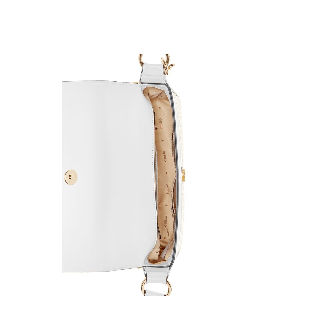 Guess Simona Flap Shoulder Bag - Natural/White