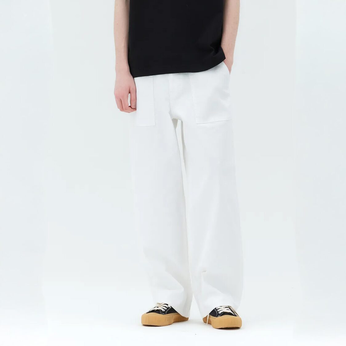 Mind Bridge Cargo White Denim Pants White