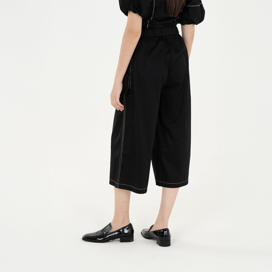 K/WOODS Stain Repellent Gridline Culottes In Black