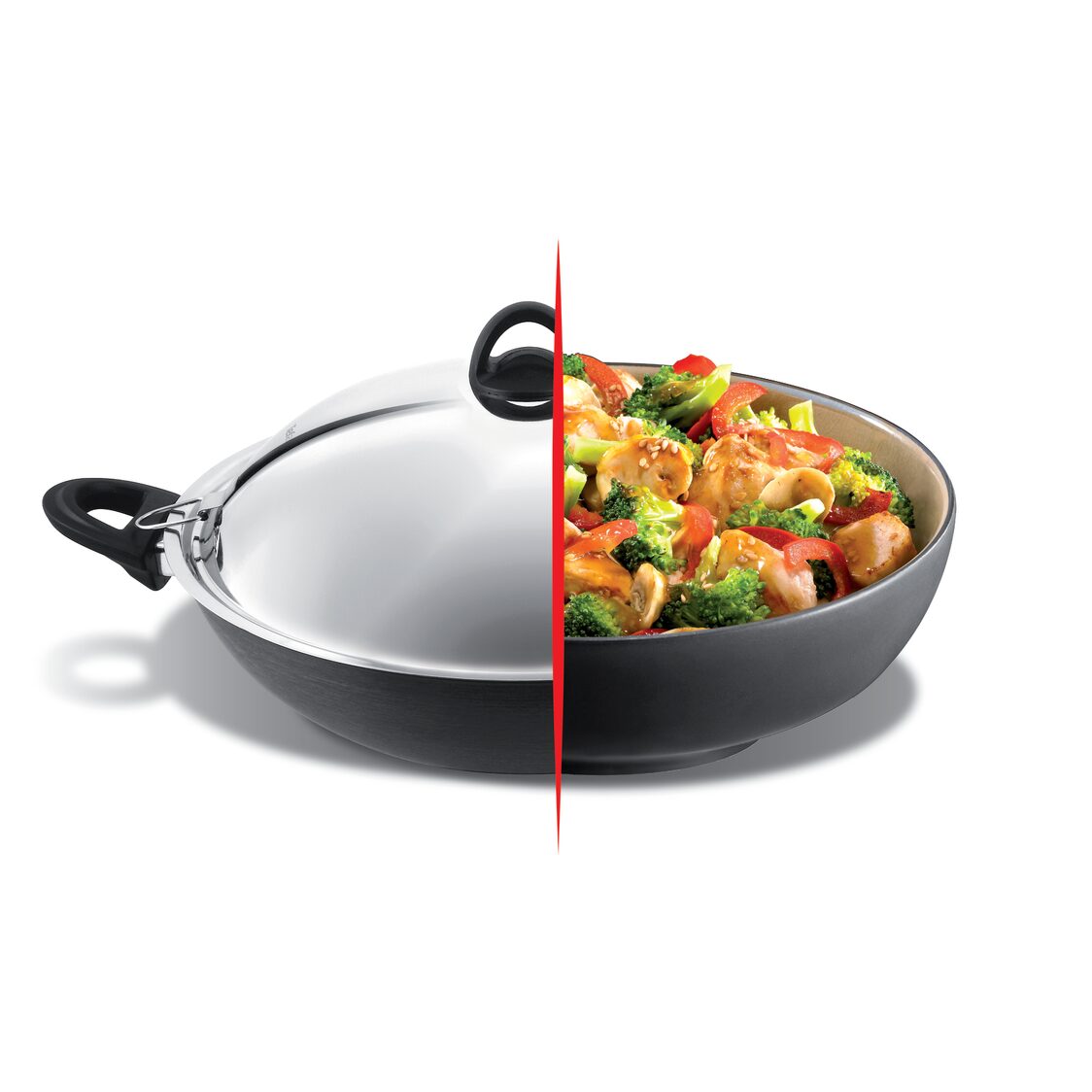 Tefal Novel Hard Anodized Induction Chinese Wok 36cm With Lid (A69698)