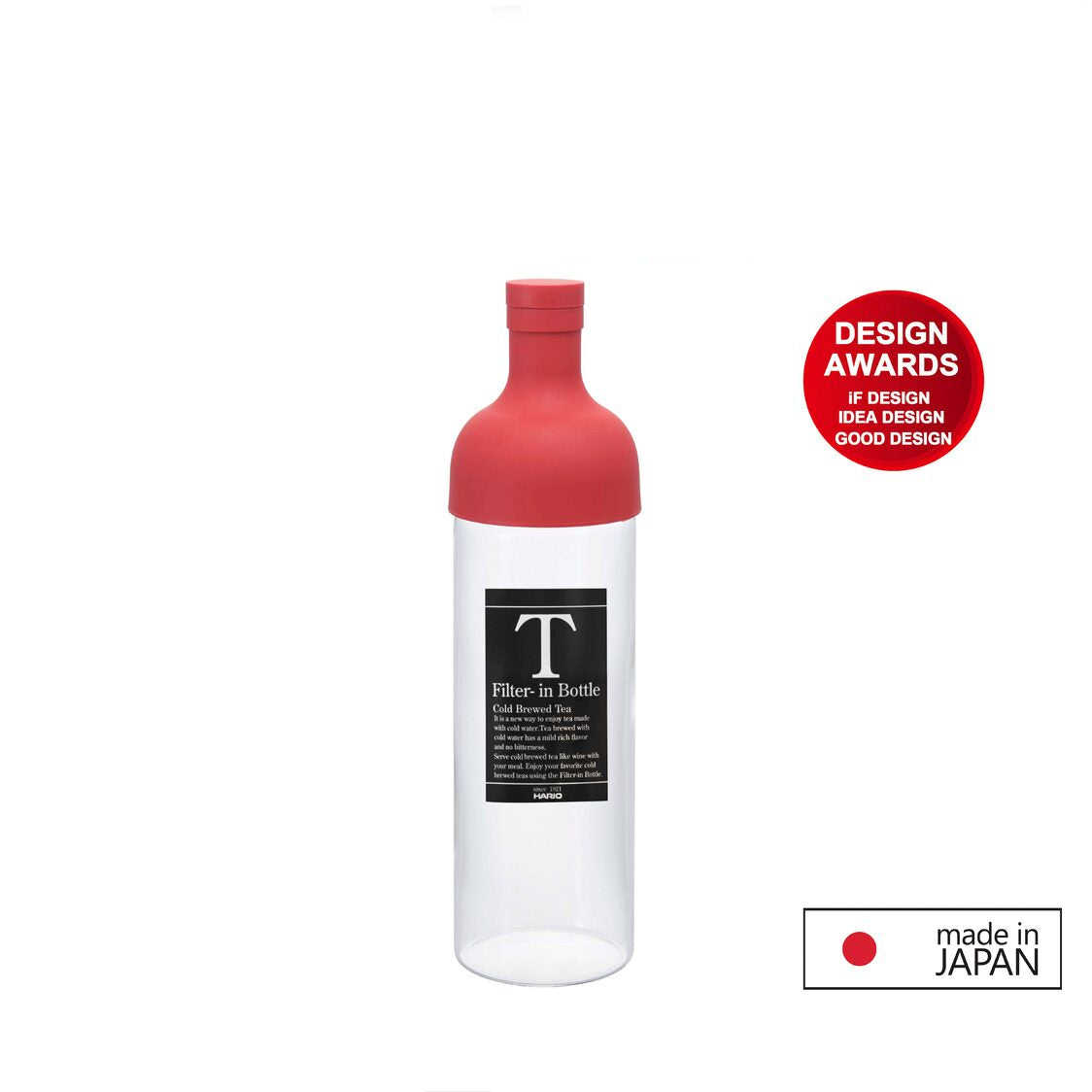 HARIO 750ml Cold Brew Filter in Bottle With 5PC Glass Cup Set - Red (FIB-75R & HU-3012)