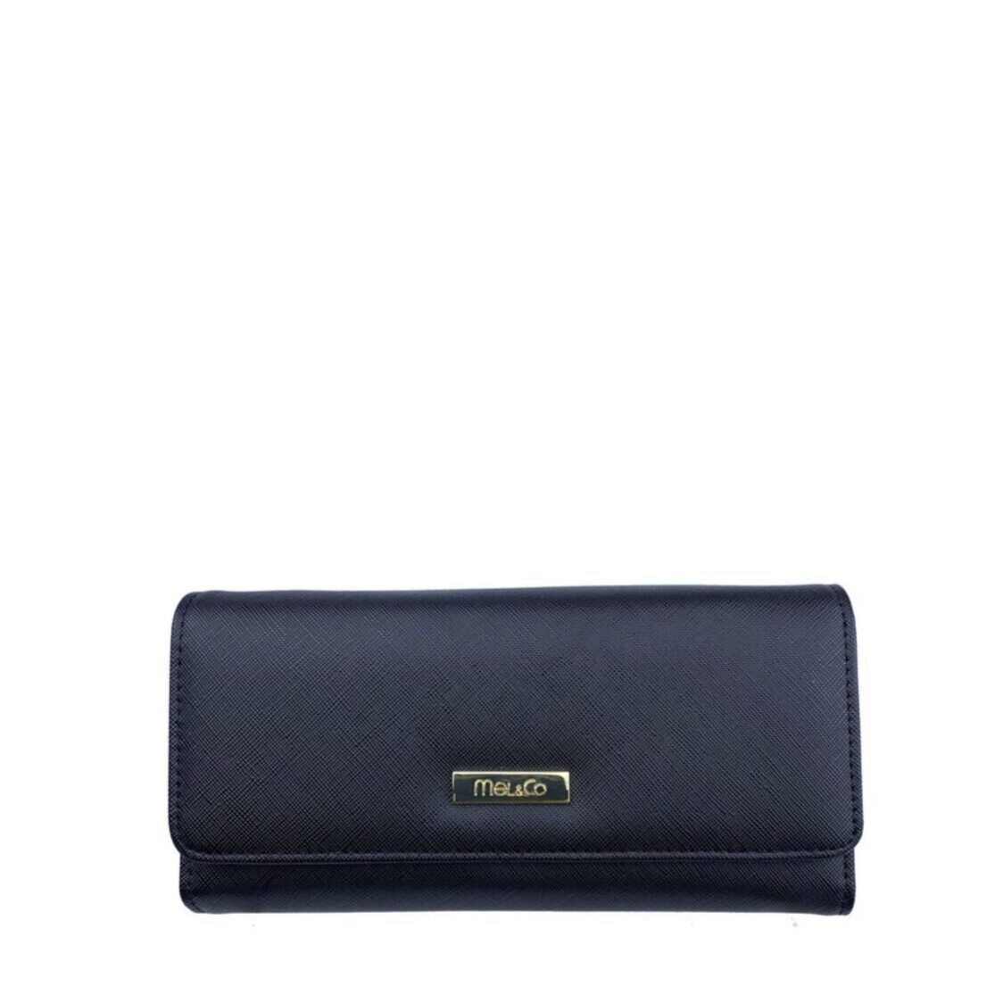 Mel&Co Saffiano Leatherette Tri-Fold Long Wallet