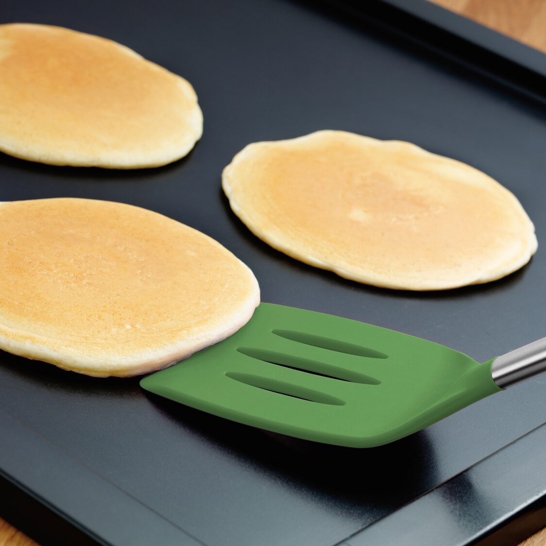 Tovolo Silicone Slotted Turner with Stainless Steel Handle - Pesto