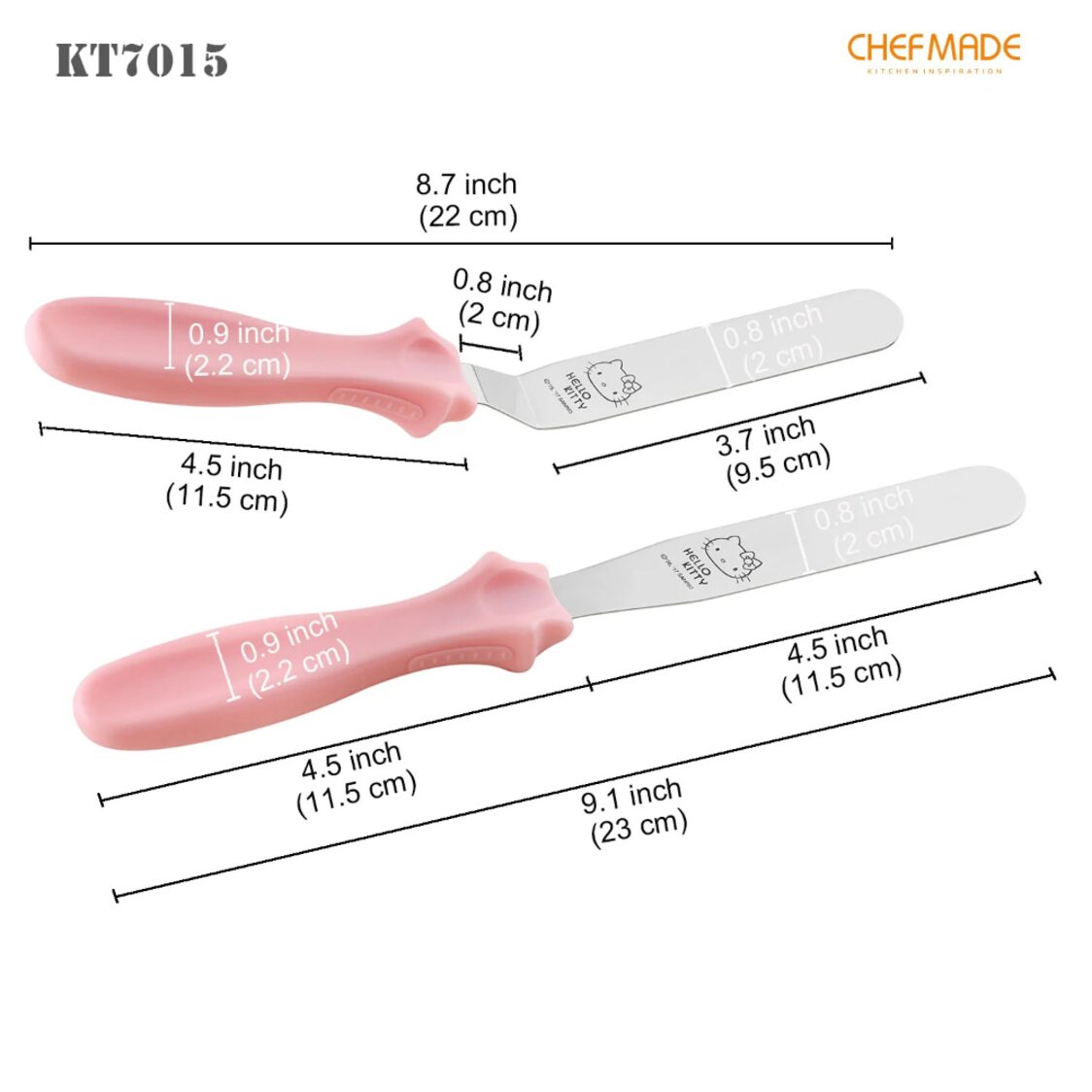 Chefmade Ss With Plastic Handle Cake Spatula L23Xw2.5xH1.5 3.5cm 2Pc Hello Kitty (1898cm-KT7015)