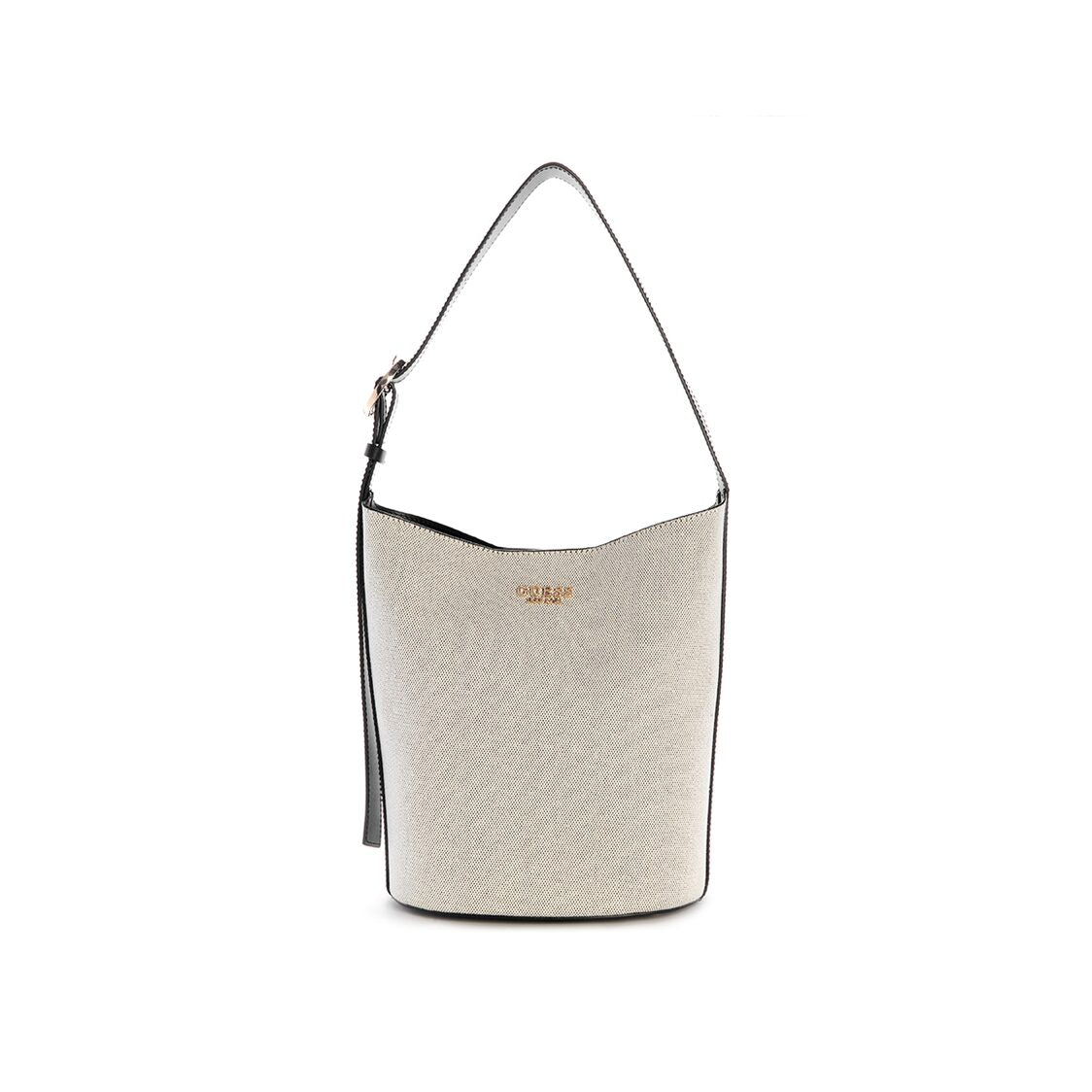 NICOLETTE LRG BUCKET SHOULDER BAG,NATURAL/BLACK