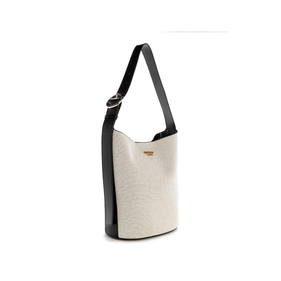 NICOLETTE LRG BUCKET SHOULDER BAG,NATURAL/BLACK
