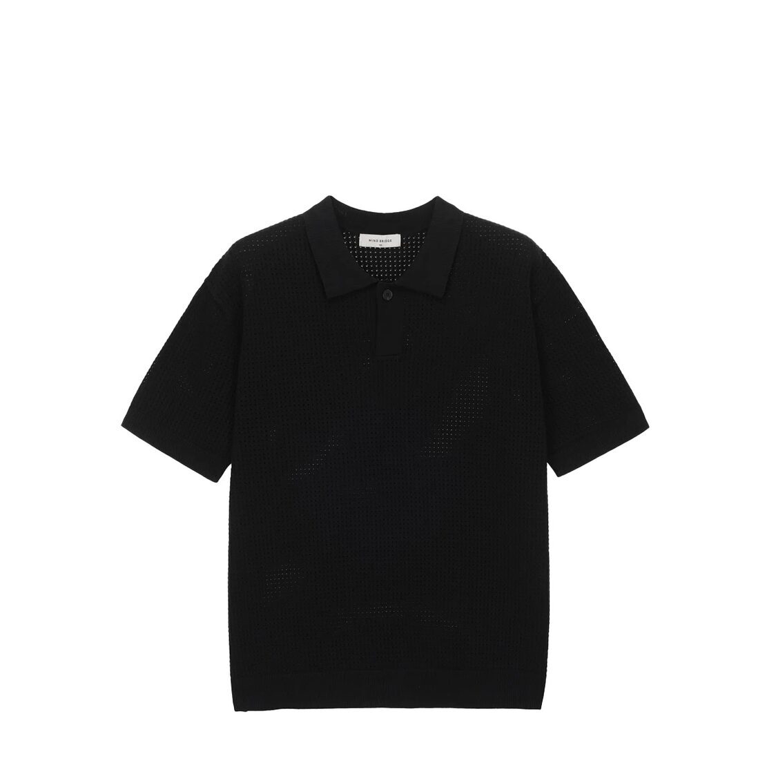 Mind Bridge [Couture] Collared Semi Overfit Short-Sleeved Knit Black