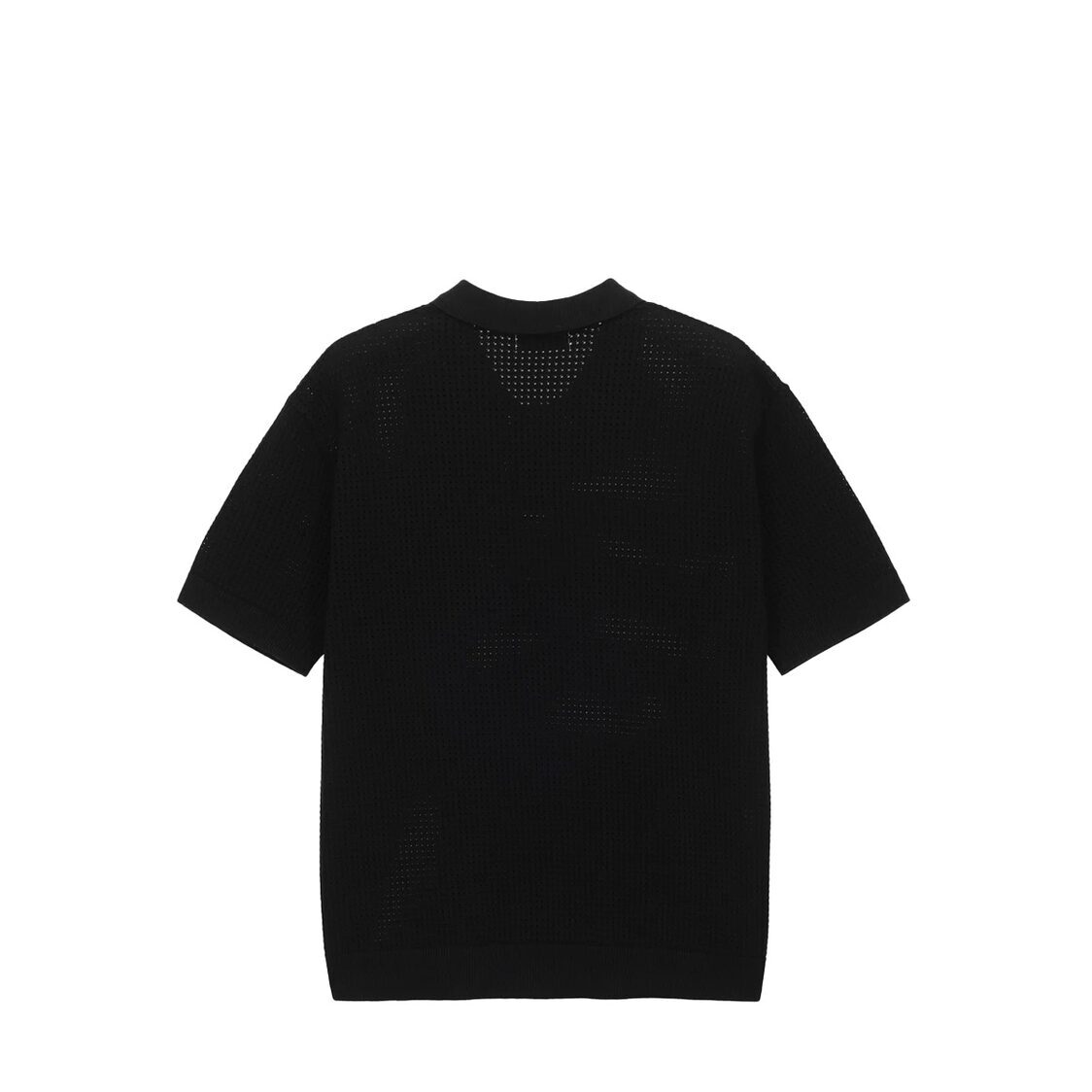 Mind Bridge [Couture] Collared Semi Overfit Short-Sleeved Knit Black