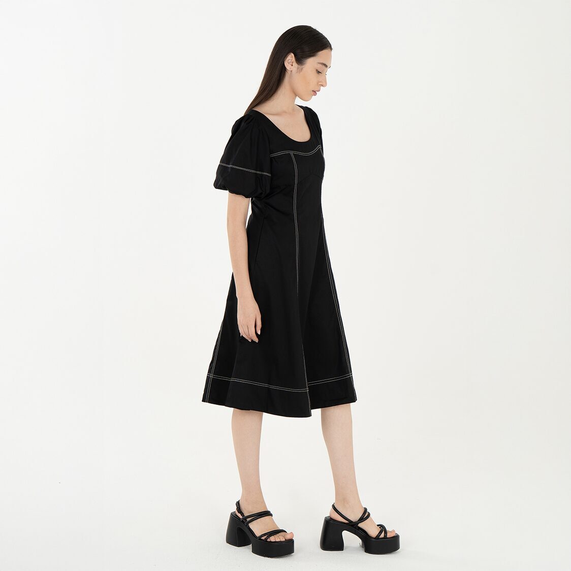K/WOODS Stain Repellent Seam Theory Dress In Black