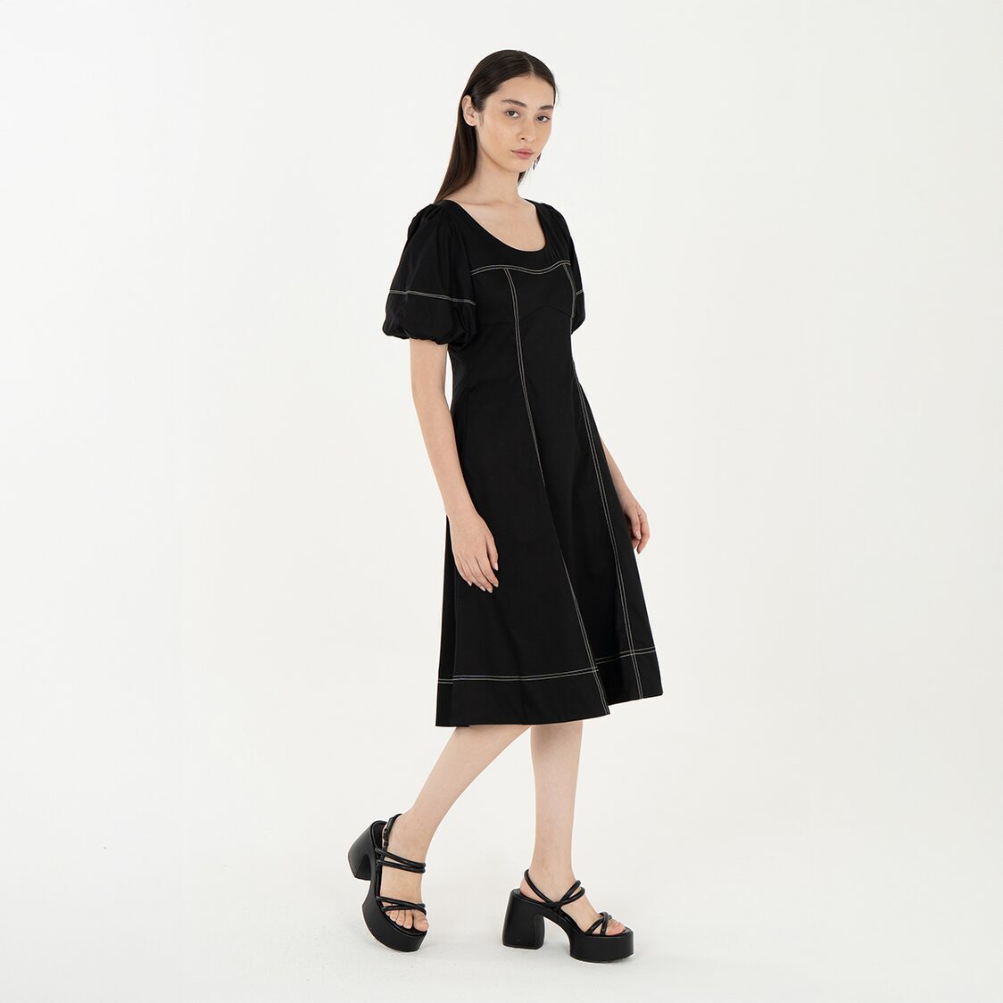K/WOODS Stain Repellent Seam Theory Dress In Black