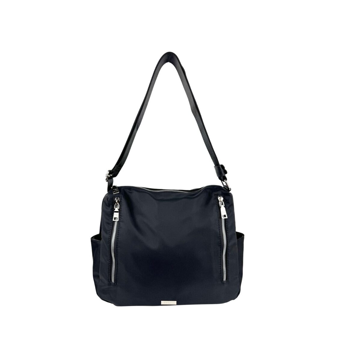 Mel&Co Nylon Shoulder Sling Bag With Twin Zipper Pockets Black Mel&Co Nylon Shoulder Sling Bag With Twin Zipper Pockets